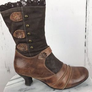 Springstep brown Lace Leather Booties ⬇️